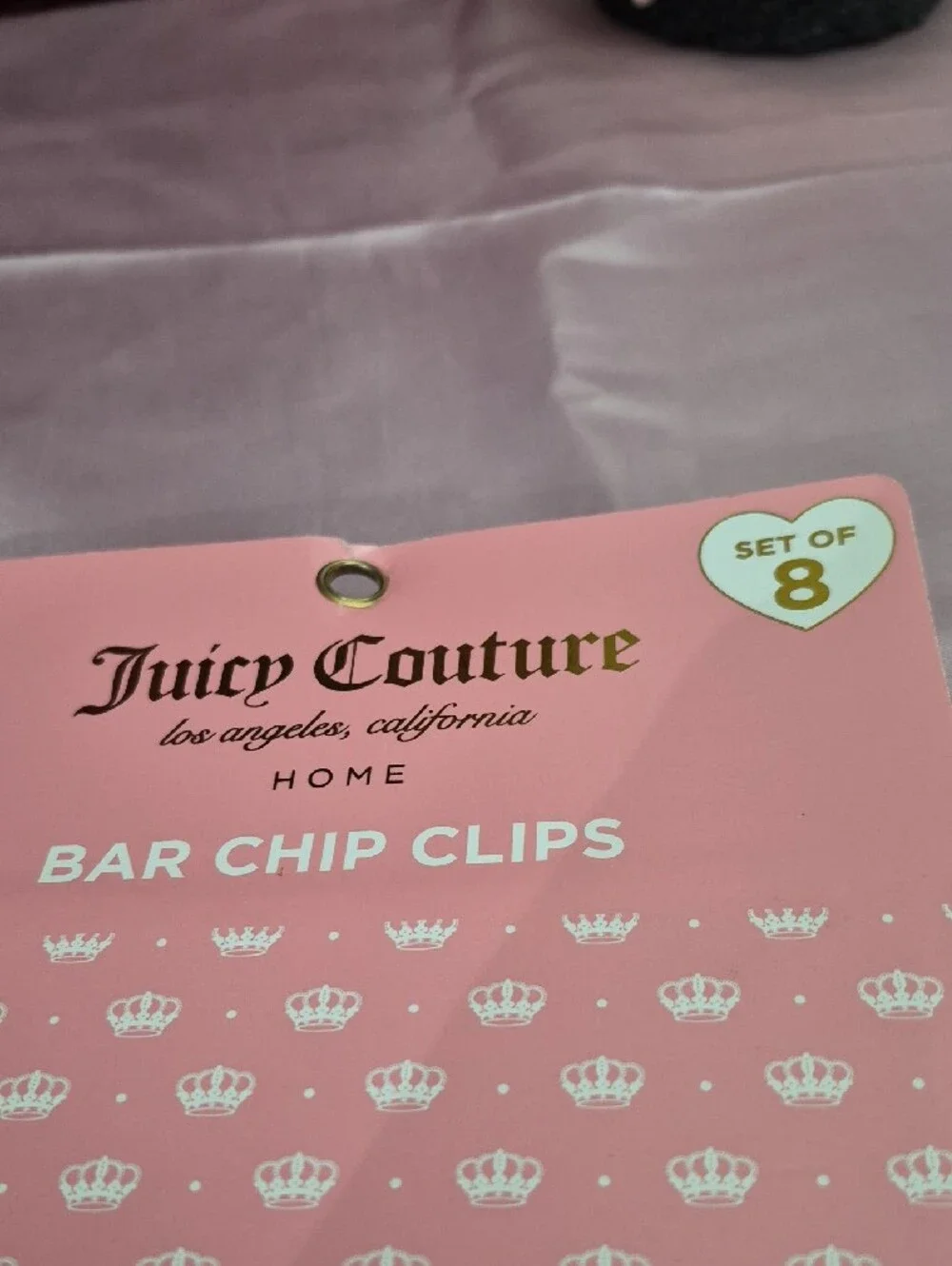 Juicy Couture Pink Multicolor Bar Chip Clips - Set of 8 New 2221